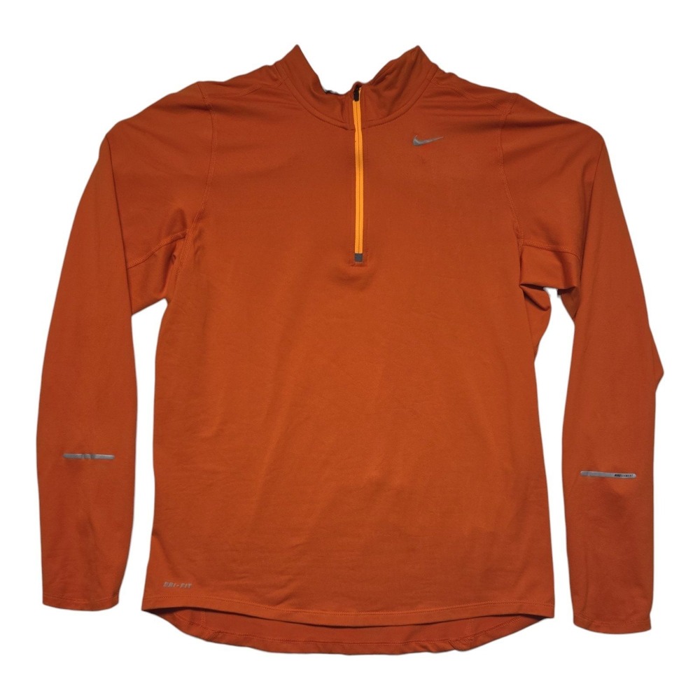Nike Element Dri-FIT Mens Small Orange Quarter Zip Running Long Sleeve Top